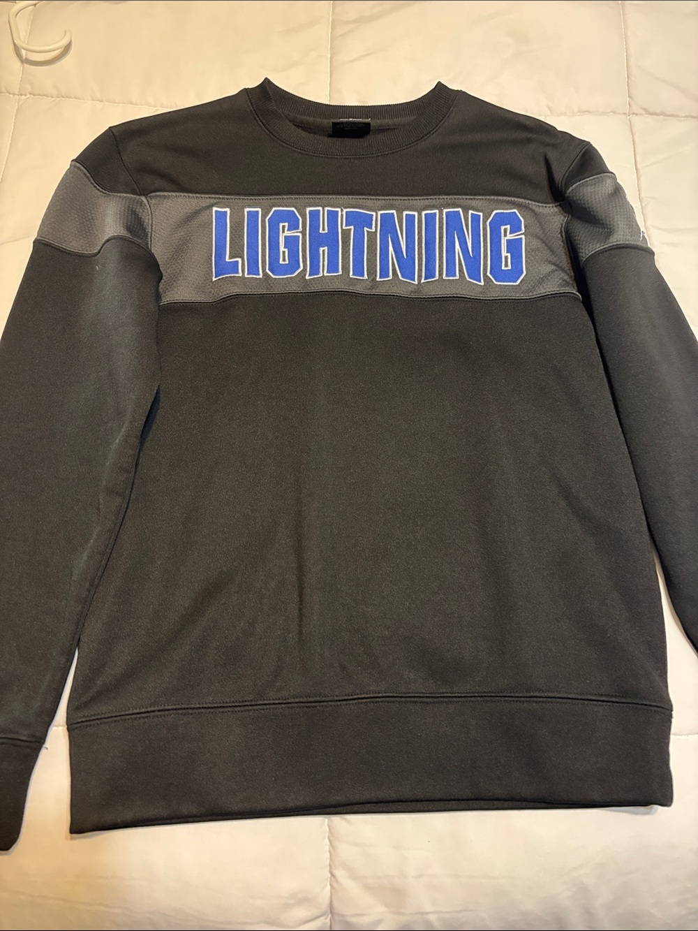 Colosseum Black Crewneck Sweater with Blue "LIGHTNING" Lettering